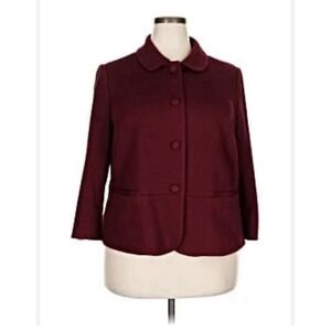 Talbots Cranberry Blazer‎ Peplum Size 18WP Cotton Blend Holiday